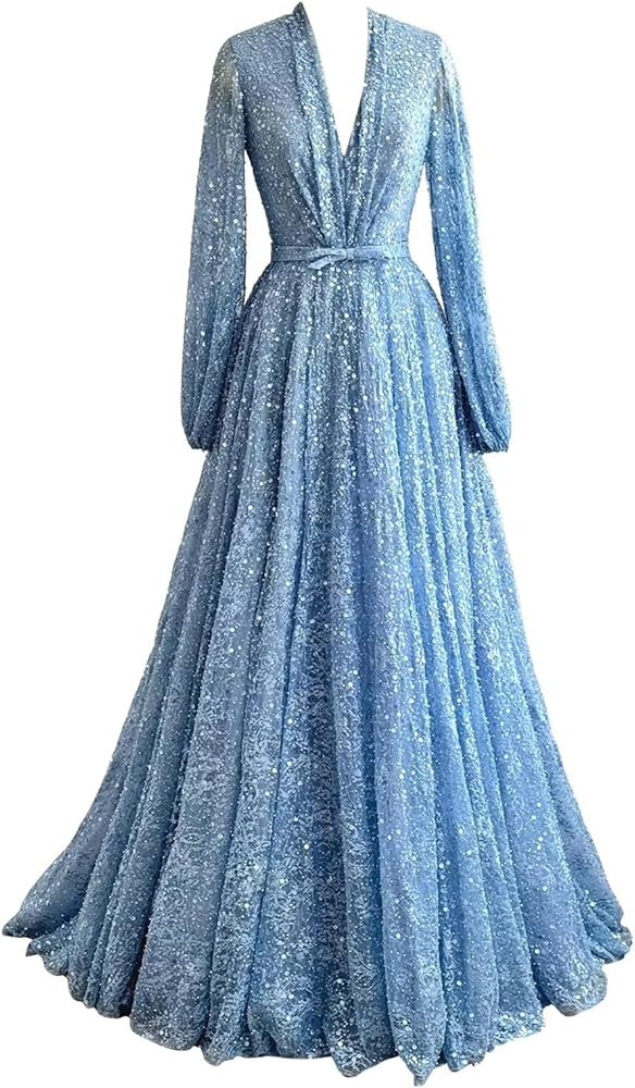 Long Sleeve Sequin Prom Dresses 2025 Sequin Elegant Formal Wedding Ball Gowns | Amazon (US)