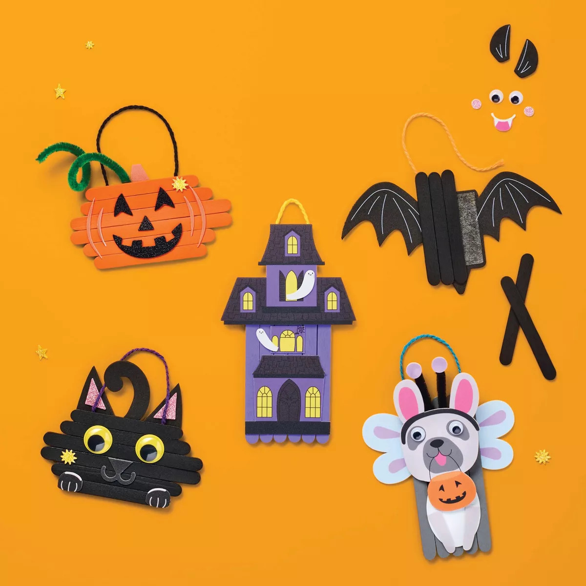 5ct Halloween Craft Stick Character Kit - Mondo Llama™ | Target