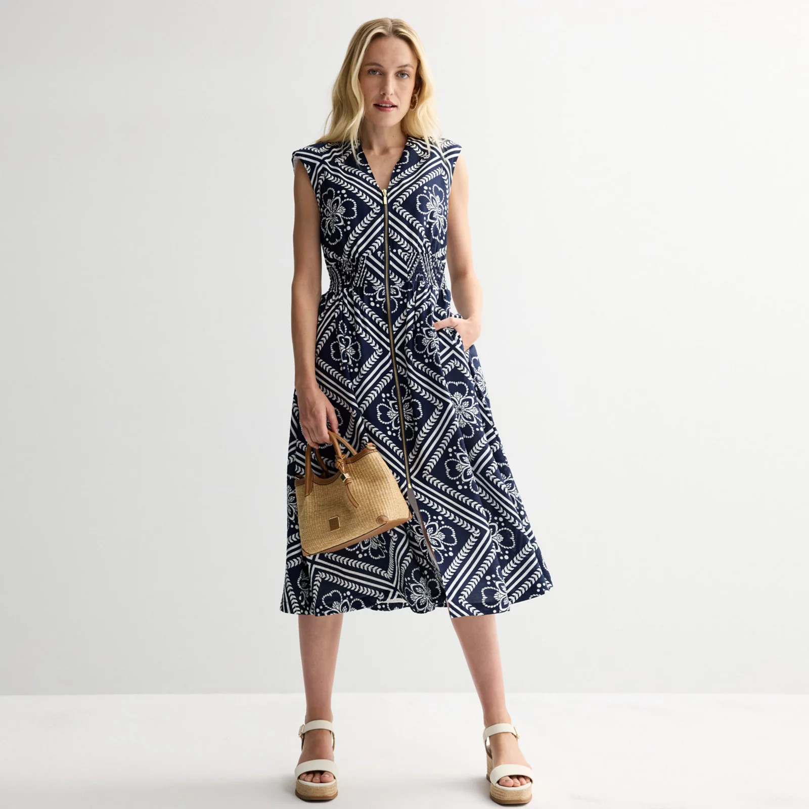 Women's Nine West Zip Front Midi Dress | Kohl's