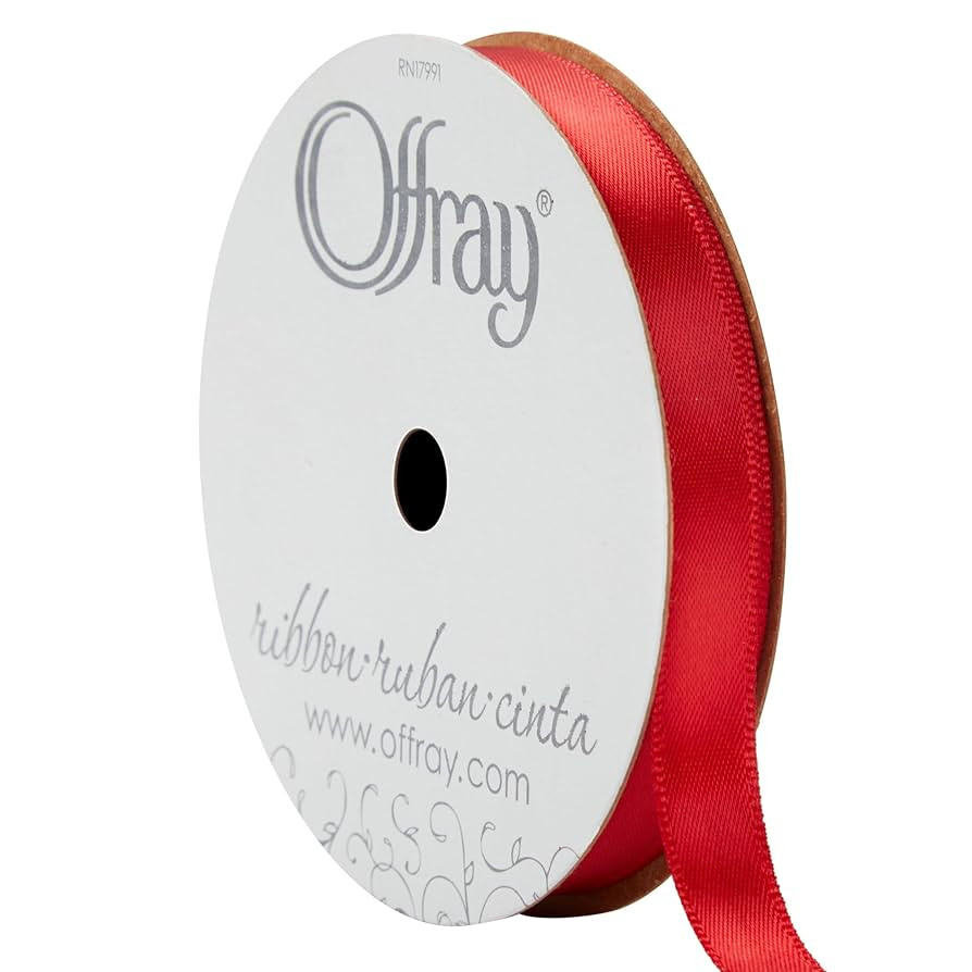 Offray Single Face Satin Craft and Decorative Ribbon, 3/8" Wide, 21-Foot Spool, Red (148790) | Amazon (US)