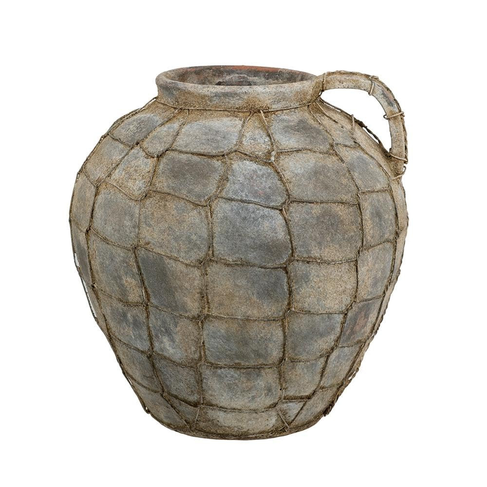 Amazon.com: T2 Concept Mesmerizing Gray Ceramic Vase with Diamond Pattern Texture & Rope-Wrapped Handle \u2013 Handcrafted Rustic Elegant Floral Holder for Home Decor, Centerpiece, or Gift - D12.5" x 12.5" H : Home & Kitchen | Amazon (US)