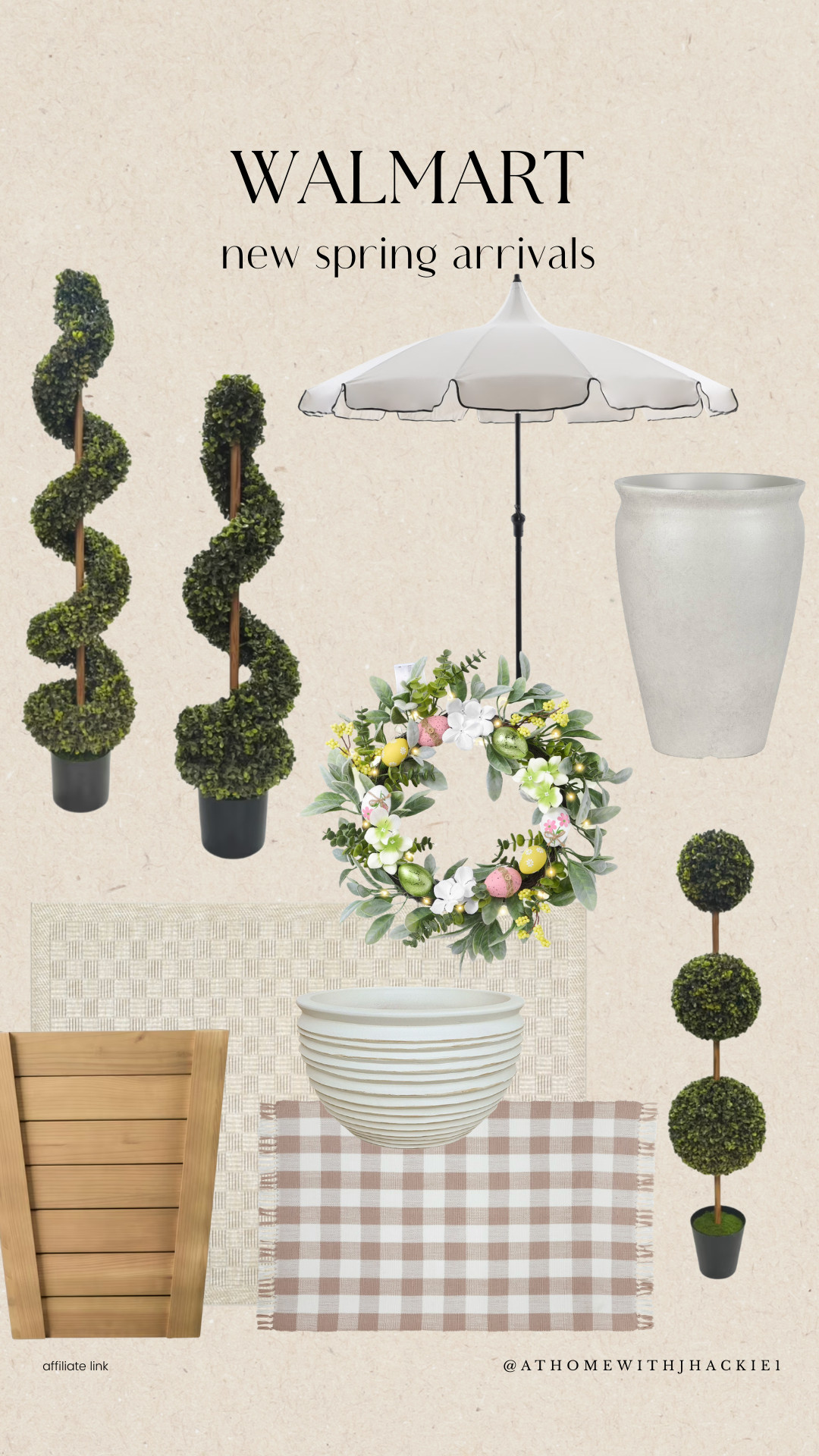 walmart spring decor, walmart outdoor decor, spring patio decor, faux topiary trees, spiral topiary, boxwood topiary, patio umbrella neutral, outdoor planters large, spring wreath decor, easter wreath neutral, gingham outdoor rug, woven outdoor rug, outdoor dining chair wood, neutral patio styling, affordable outdoor decor, walmart home finds, spring porch decor ideas, patio refresh ideas, budget spring decorating, at home with jhackie
 

 

#LTKSeasonal #LTKHome