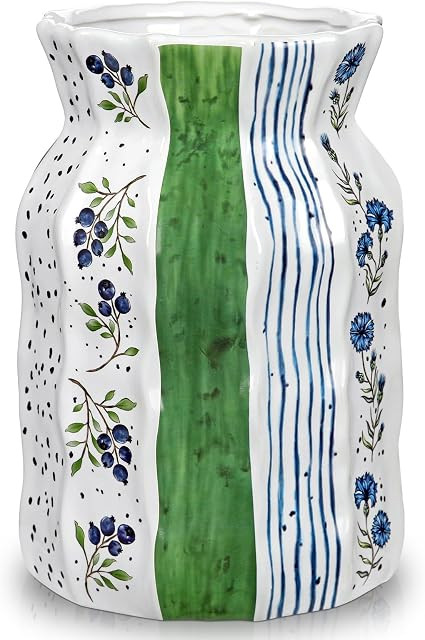 Green and Blue Ceramic Vase for Home Decor 7.8 Inch Flower Vases for Centerpieces Modern Decorati... | Amazon (US)