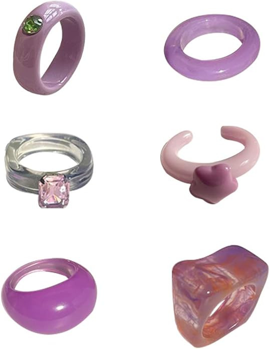 KURTCB Vintage Resin Rings Handmade Chunky Acrylic Rhinestone Colorful Transparent Wide Square Do... | Amazon (US)