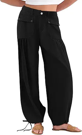 ANRABESS Women's Baggy Jeans 2025 Fashion Mid Rise Tie Ankle Wide Leg Harem Palazzo Denim Pants w... | Amazon (US)