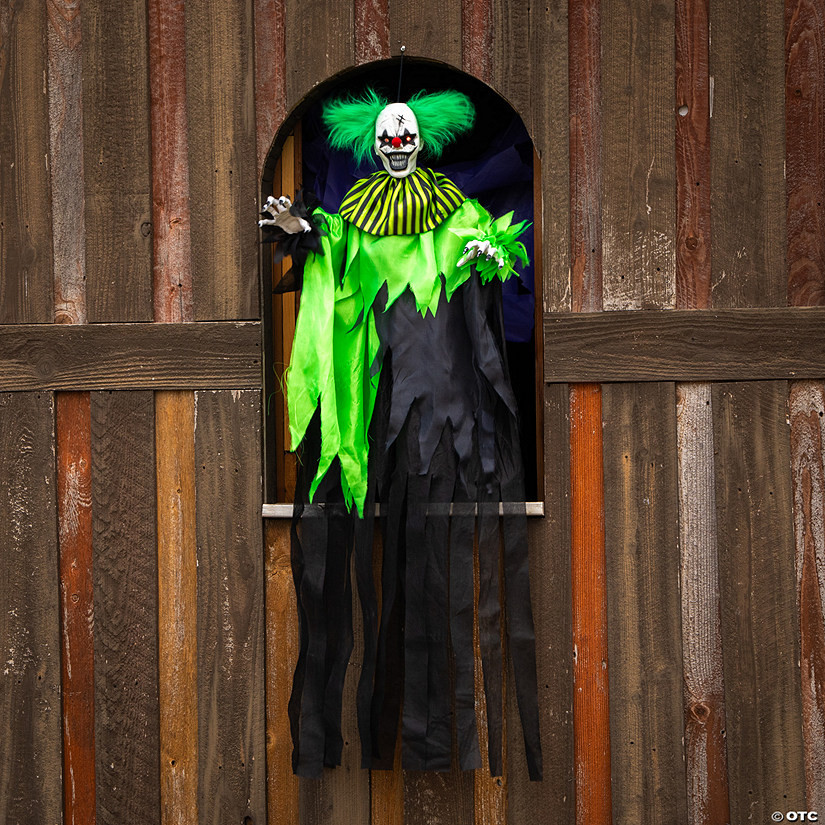 4 Ft. Hanging Green & Black Clown Animated Prop Halloween Decoration | Oriental Trading Company