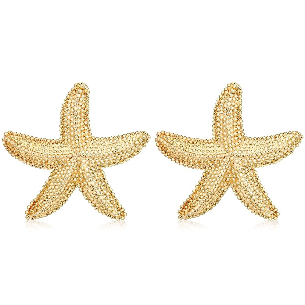 MISS RIGHT Gold Shell Earrings for Women, Stainless Steel Sea Shell Stud Seashell Earrings Beach ... | Amazon (US)