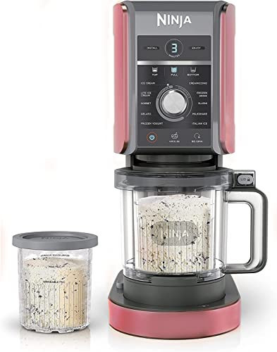 Ninja NC501 CREAMi Deluxe 11-in-1 Ice Cream & Frozen Treat Maker for Ice Cream, Sorbet, Milkshakes, Frozen Drinks & More, 11 Programs, with 2 XL Family Size Pint Containers Cherry Red (Renewed) | Amazon (US)