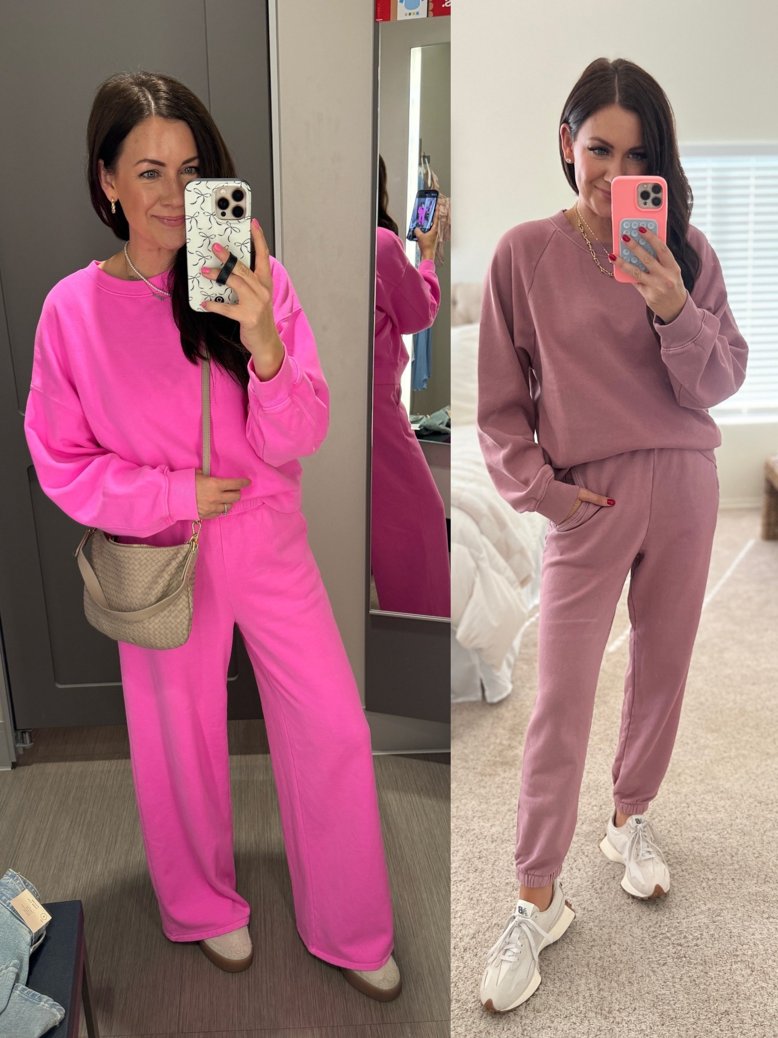 Gap matching sets on mega sale in these colors!!! Extra 20% off with code: MORE
Hot pink pullover-small
Hot pink wide leg pants-xs
Mauve pullover-medium
Mauve joggers-small
Ordered in the washed red too because these are the coziest, softest sets! Feels like your favorite sweats you’ve had for 20 years, but they look so pulled together! 

#LTKSaleAlert #LTKFindsUnder50 #LTKSeasonal