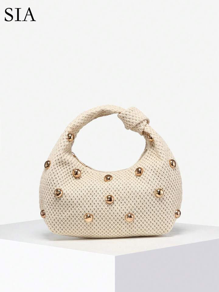 1pc Women Vintage Casual Faux Angora Suede Leopard Boho Hollow Crochet Seashell Straw Faux Leather Shoulder Underarm Baguette Bag, Suitable For Outing, Date, Commute | SHEIN