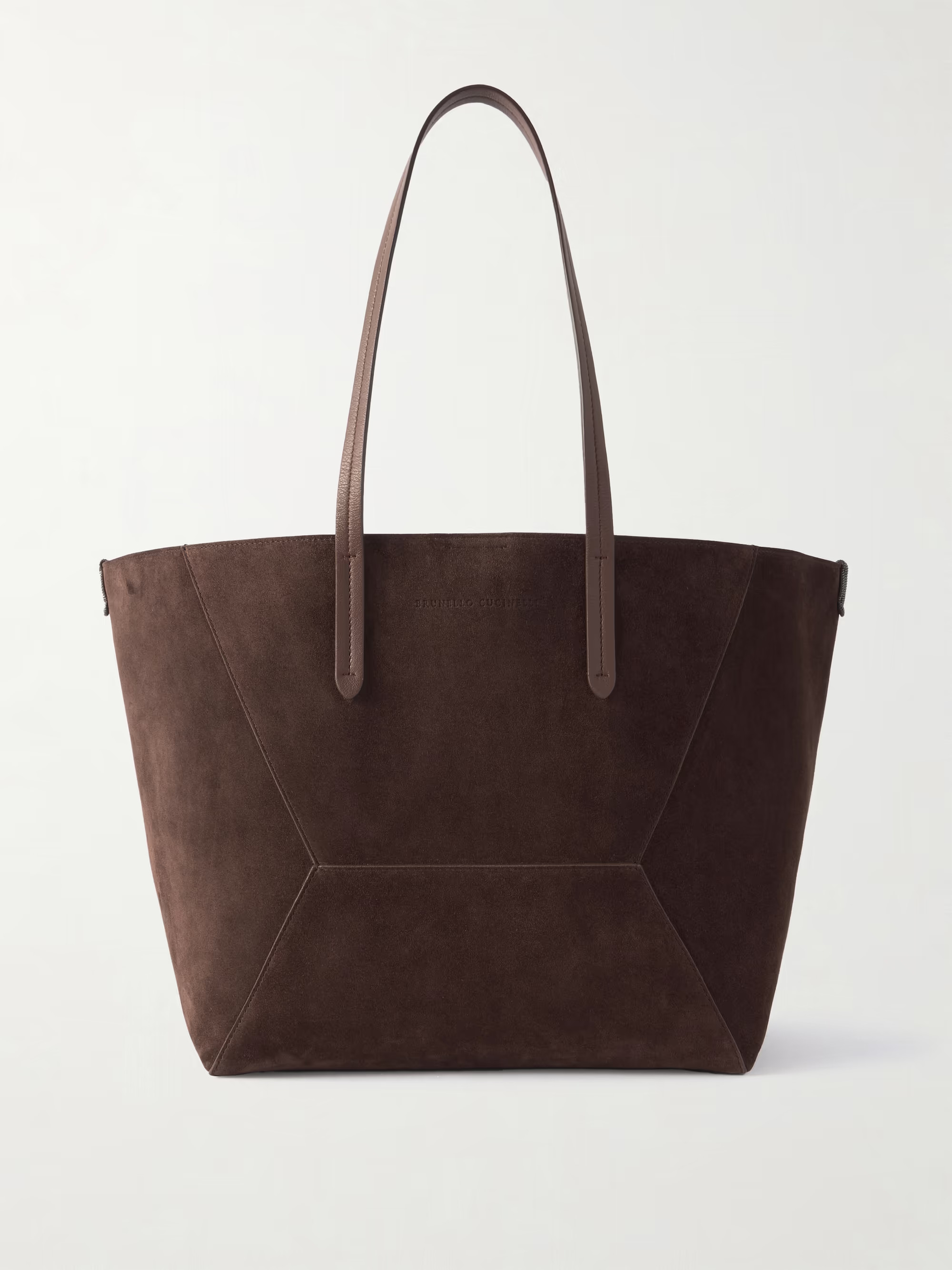 Bead-embellished leather-trimmed suede tote | NET-A-PORTER APAC