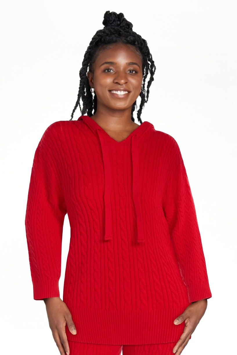 Free Assembly Women's Cozy Yarn Cable Knit Hoodie Sweater, Midweight, Size XS-XXL | Walmart (US)