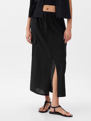 Linen-Blend Cargo Midi Skirt | Gap (US)