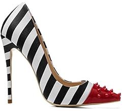 wetkiss Women's Pumps Stiletto Heels Chunky Block Heels Slip on Red Black High Heels Shoes | Amazon (US)