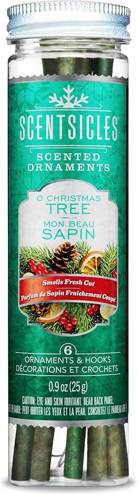 Scentsicles O Christmas Tree Scented Chrismas Ornaments with Hooks - 1 Bottle (6 Sticks Total) | Amazon (US)