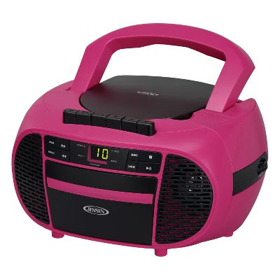 JENSEN® Portable CD Music System with Cassette Player/Recorder and AM/FM Stereo Radio, CD-550 in Magenta/Black | Target