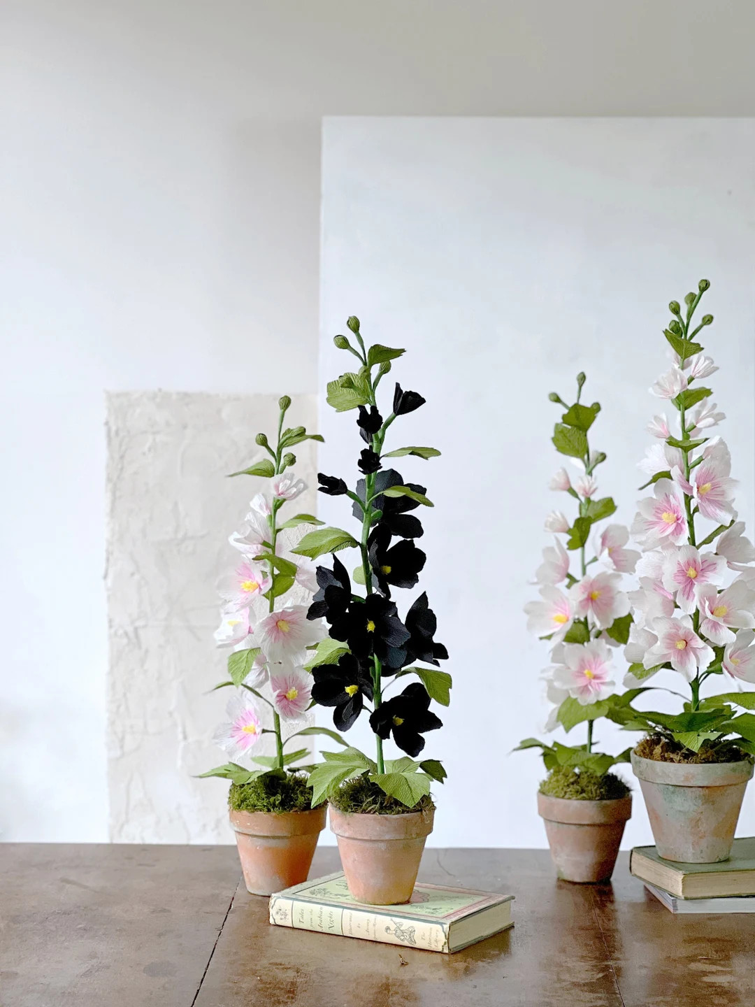 Black Knight Paper Hollyhock / Plant Sculpture / Mother's Day Gift / Paper Flowers / Gift for Gar... | Etsy (US)