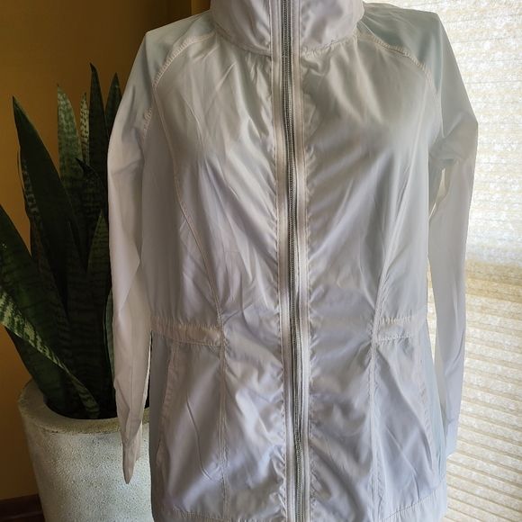 Apana EUC women's sparkling white zip front drawstring waist jacket size S | Poshmark