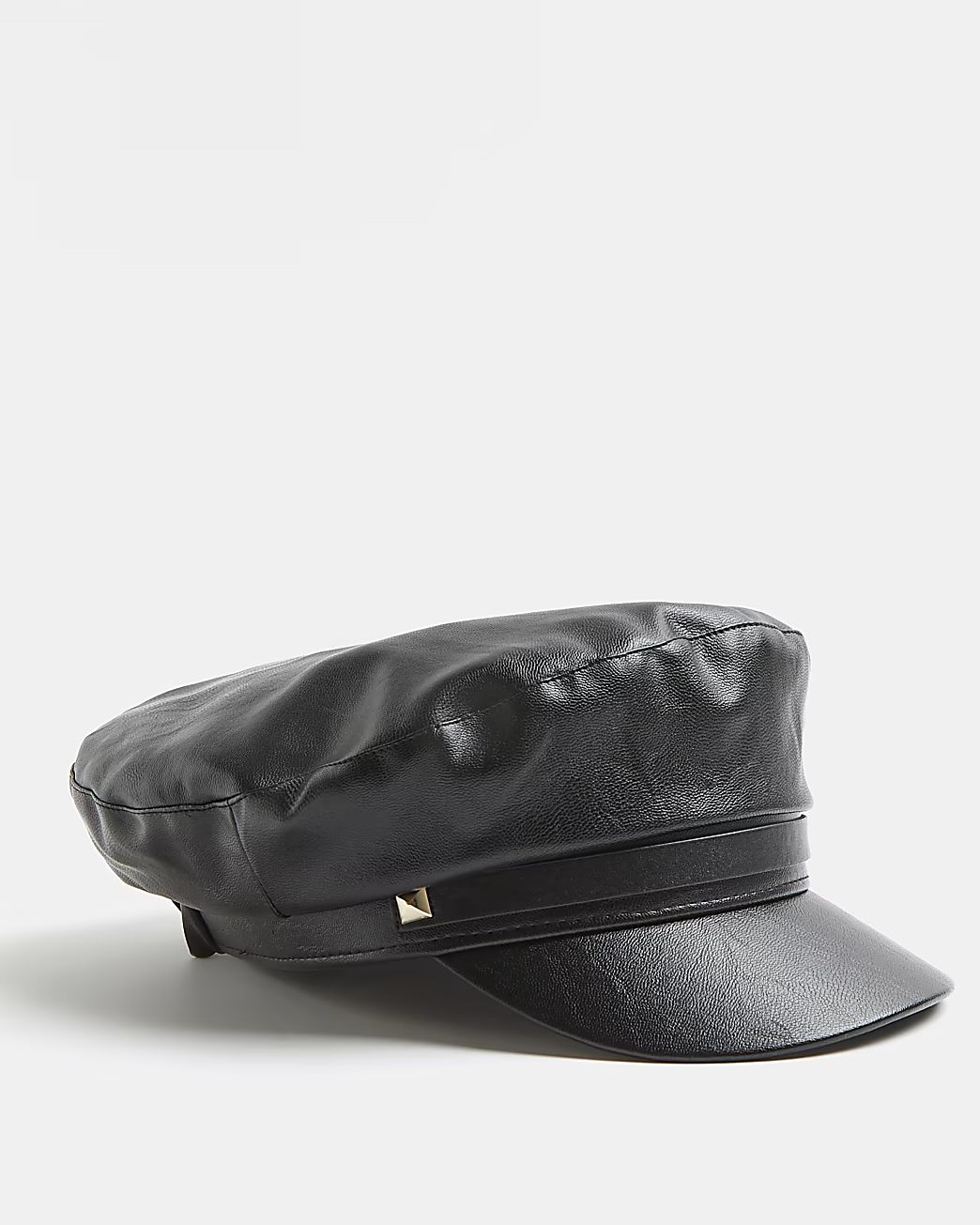 River Island Girls black faux leather baker boy hat | River Island (US)