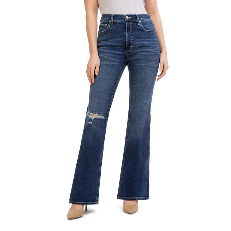 Jordache Women's High Rise Destructed Flare Jeans | Walmart (US)