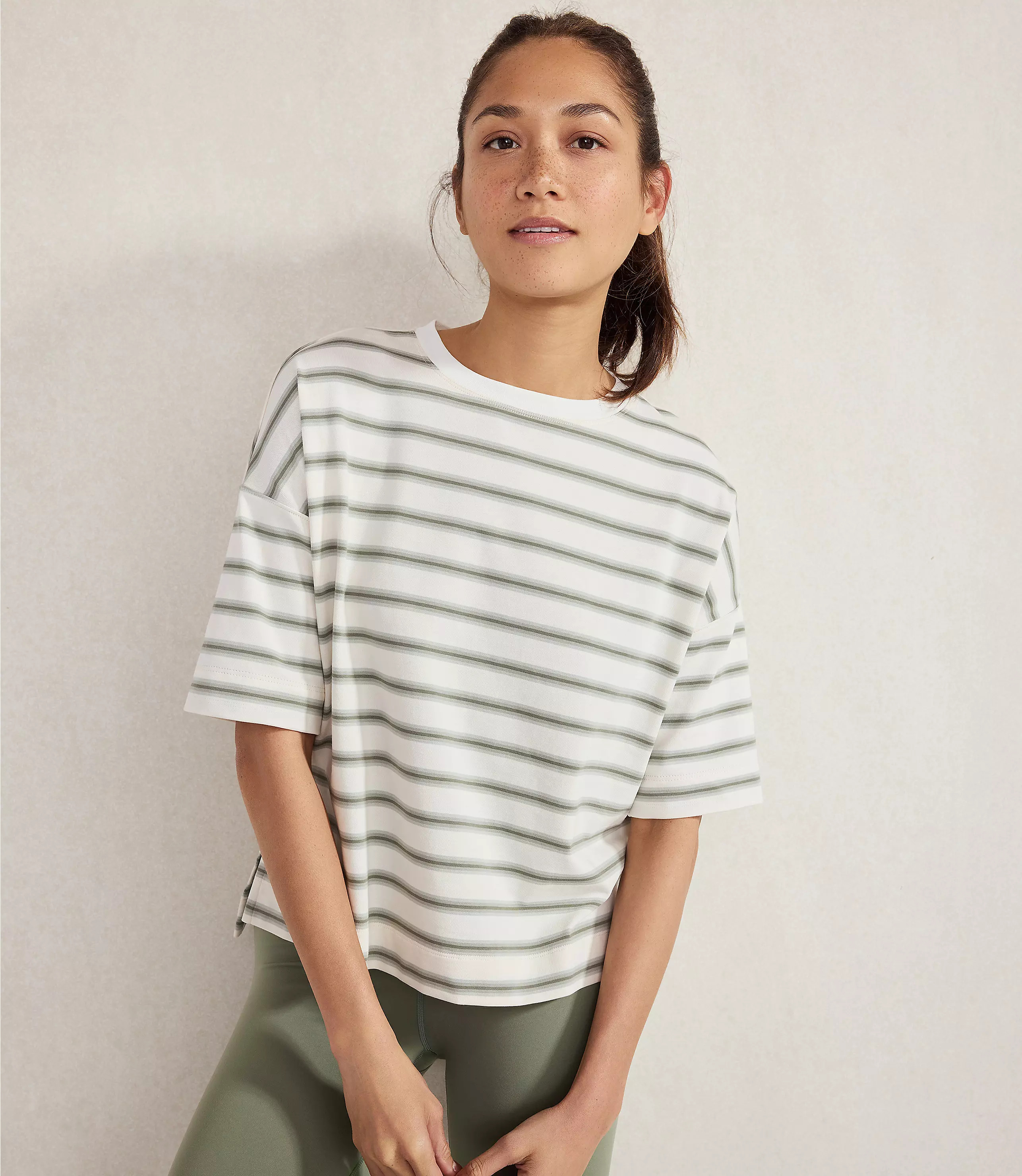 Haven Well Within Plaited Organic Cotton Jersey Striped Tee | LOFT