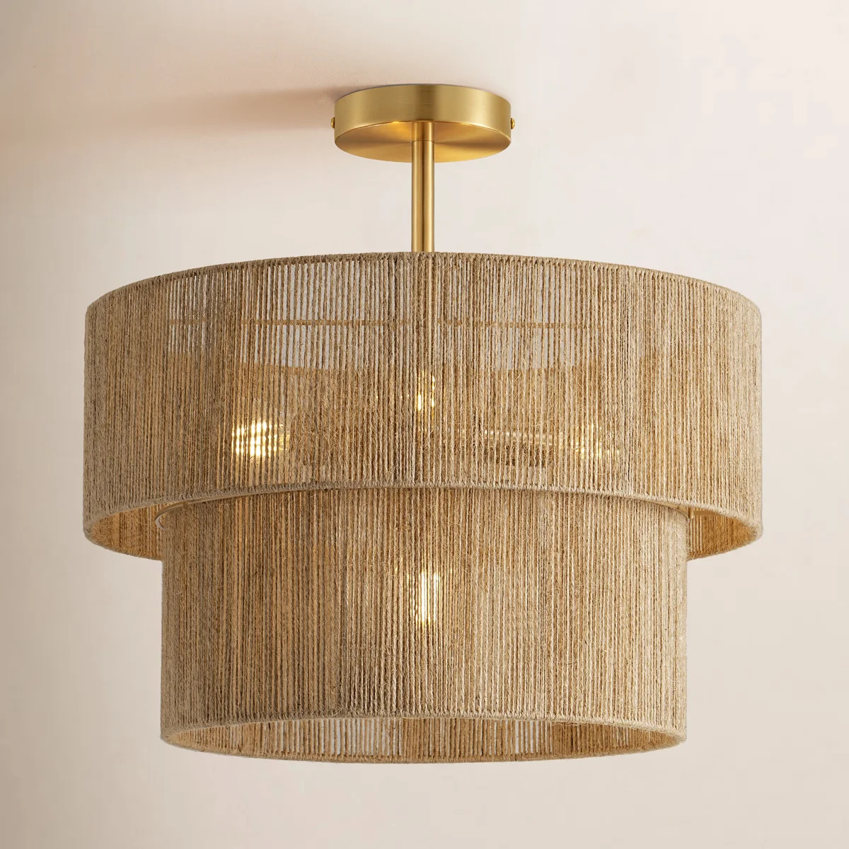 Birch Lane\u2122 17.7" Natural Jute 2-Tier Semi-Flush Mount Light | Birch Lane | Birch Lane