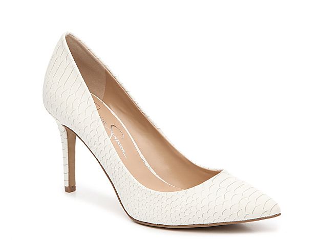 Women's Levin Pump -White Embossed Faux Leather | DSW