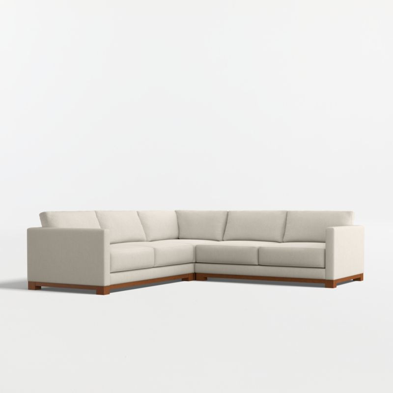 Gather Deep Wood Base 3-Piece L-Shaped Sectional Sofa | Crate & Barrel