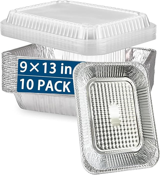 Disposable Aluminum Pans with Lids 9''x 13'' (10 Packs), Half-Size Deep Steam Table Pans,Heavy Du... | Amazon (US)