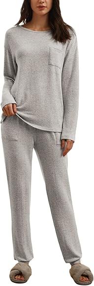 Long Sleeve Pajama Sets for Women Ultra-soft Sleepwear 2 Piece Loungewear Pullover Tops Drawstring P | Amazon (US)