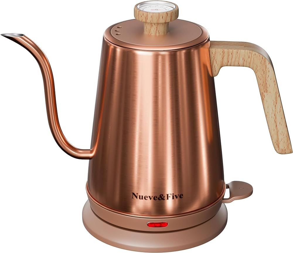 Nueve&Five Gooseneck Electric Kettle with Thermometer, Copper Tea Kettle with Auto Shut-Off,1000W... | Amazon (US)