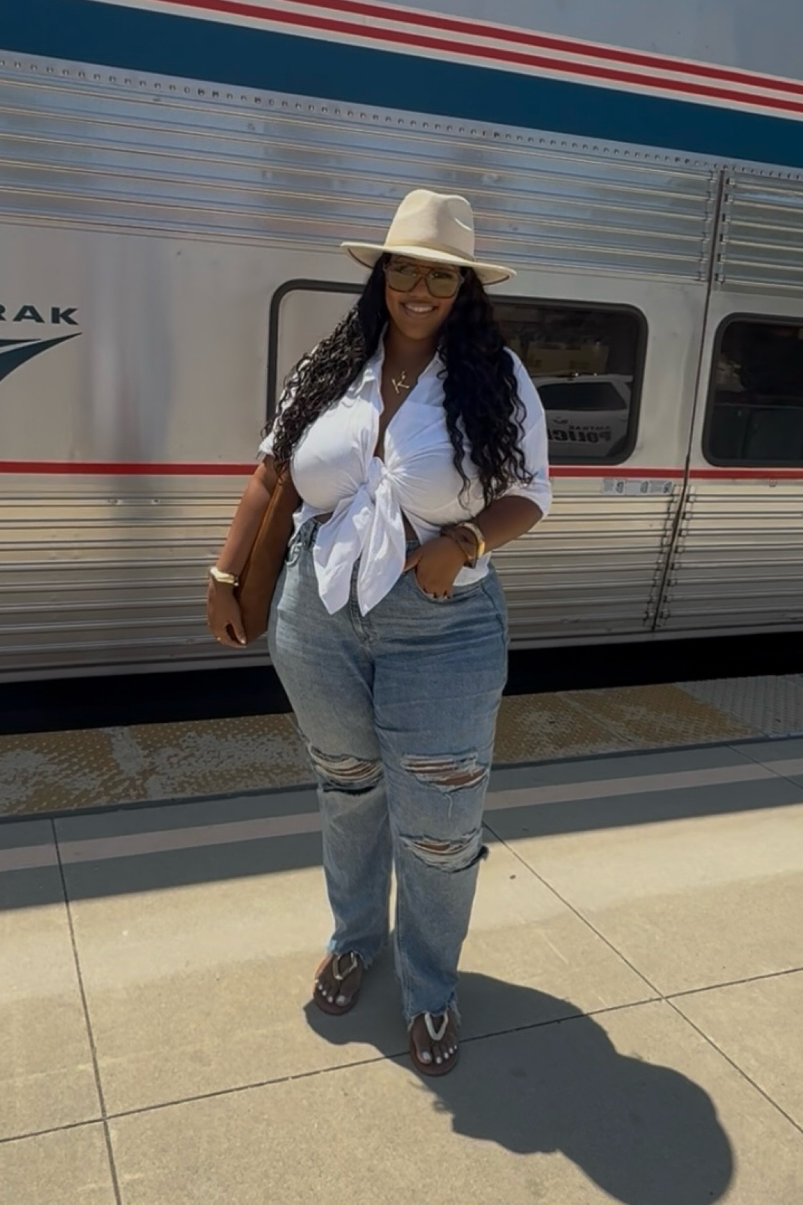 Plus size Summer casual outfit. Jeans are not exact!!!! The exact ones sold out from Good American but I linked similar. Also I tied the white top up myself from a button up

#LTKPlusSize