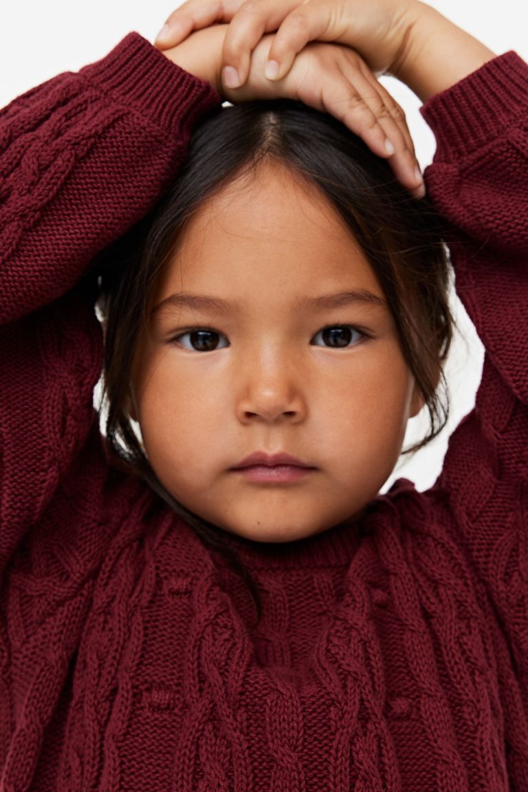 Cable Knit Sweater - Dark red - Kids | H&M AU | H&M (AU)