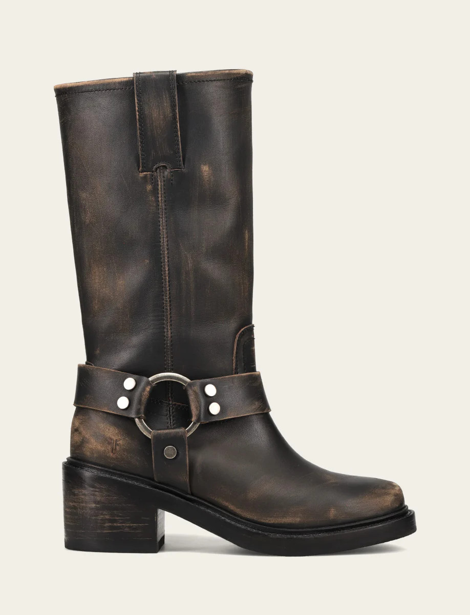 Women's Distressed Black Kate Harness Leather Boot | The Frye Company | FRYE