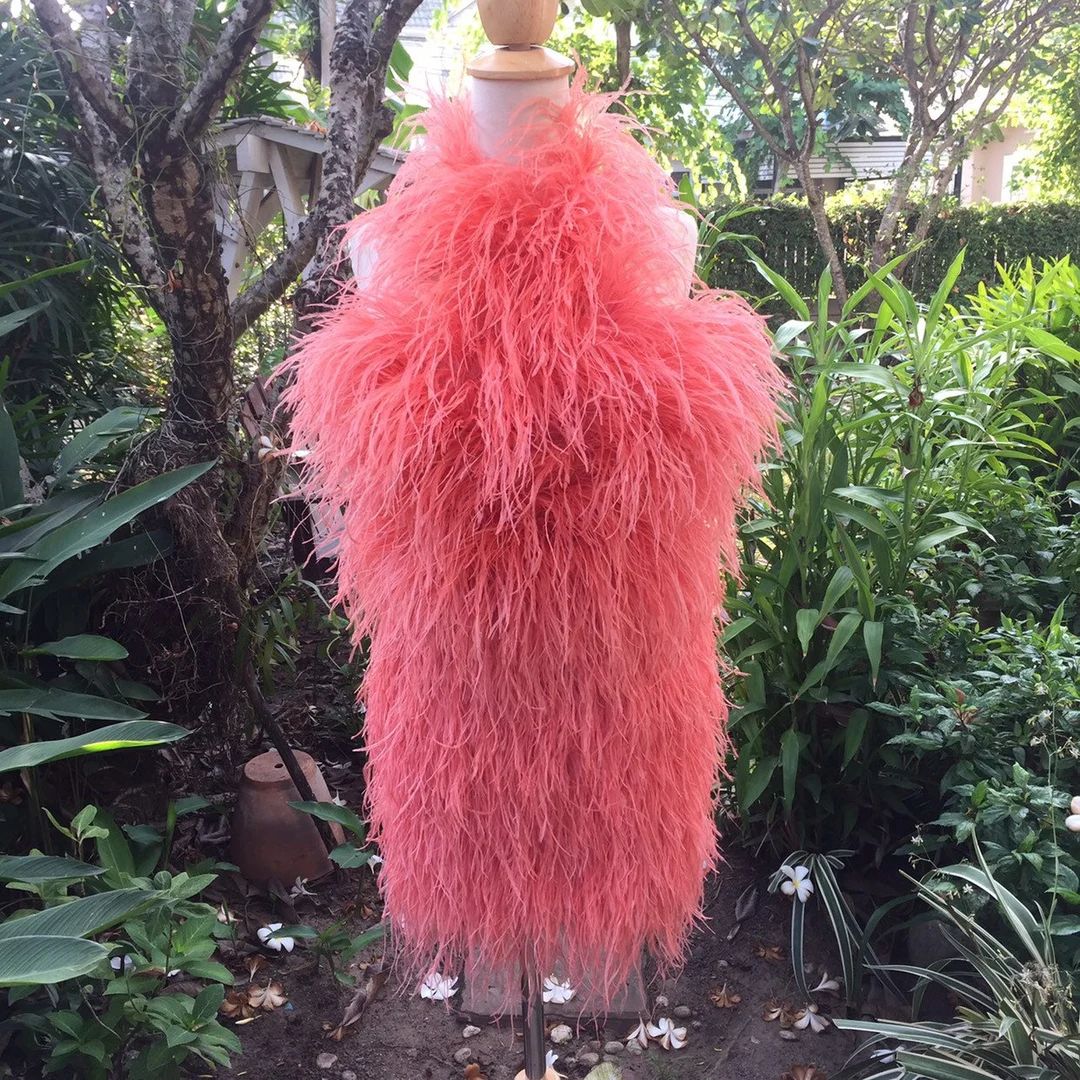 Jenny Orange Ostrich Feather Mini Dress Feather Wedding Dress - Etsy | Etsy (US)