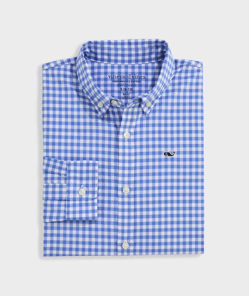 Boys' Performance Cotton Skysail Gingham Shirt | vineyard vines