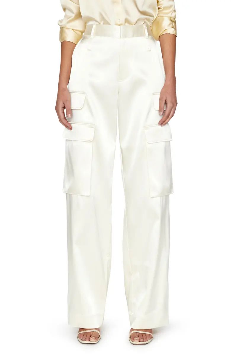 Relaxed Fit Straight Leg Satin Cargo Pants | Nordstrom