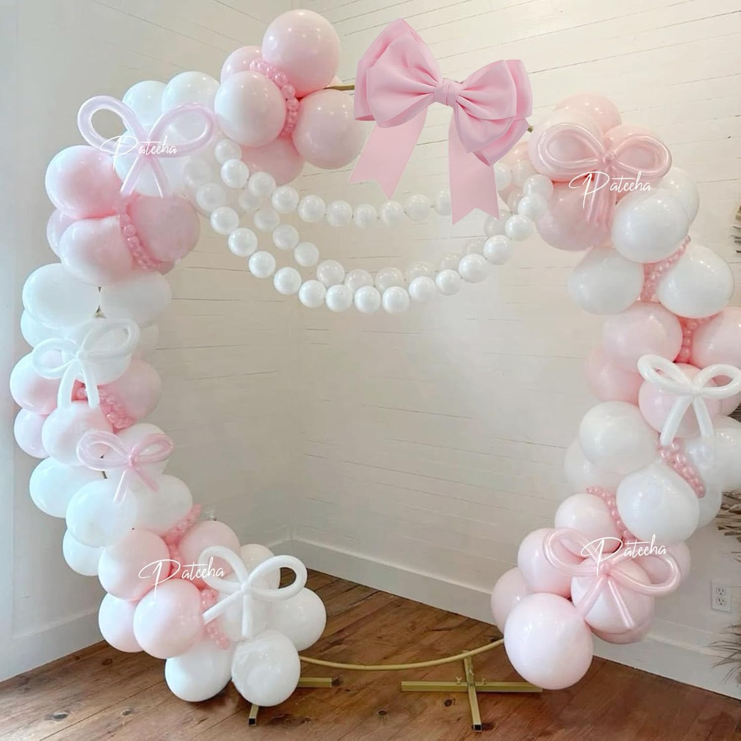 Pateeha Pink Bow Balloon Arch Kit 155pcs Coquette Birthday Decorations Bow Pink and White Balloon... | Amazon (US)