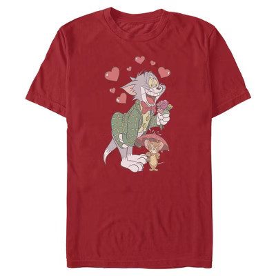 Mens Tom and Jerry Valentine Friends T Shirt - Cardinal - Small | Target