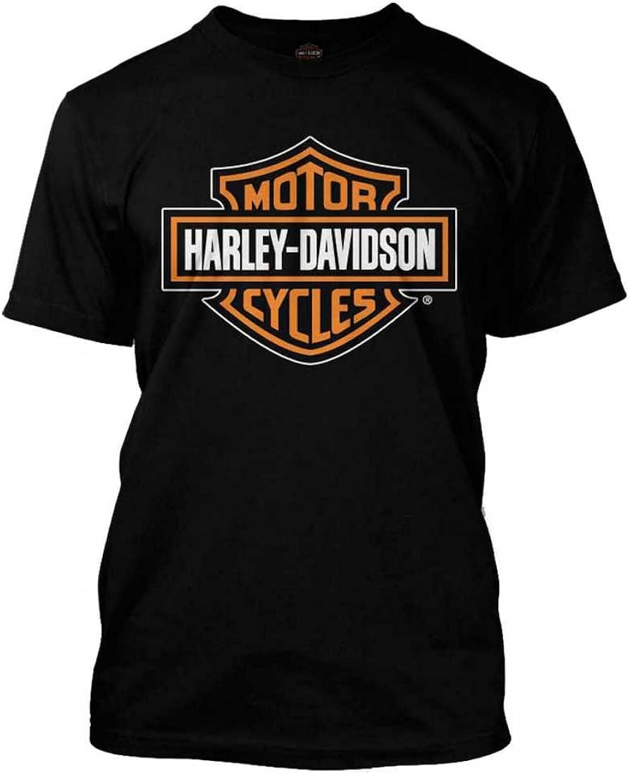 Harley-Davidson Men's Orange Bar & Shield Black T-Shirt 30290591 | Amazon (US)