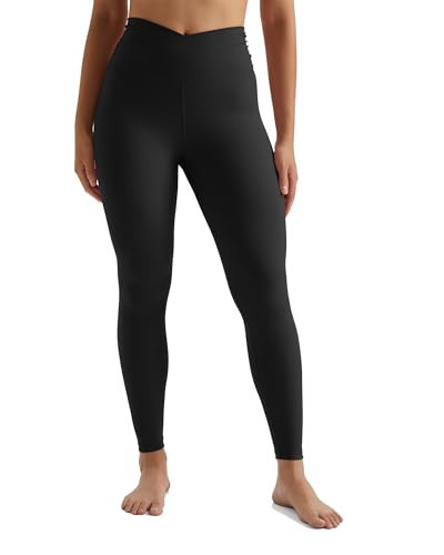 MOOSLOVER Women V Cross Waisted Gathered Tummy Control Leggings Crossover Butt Lifting Workout Gym Yoga Pants (S, Black-Ruched Side) | Amazon (US)