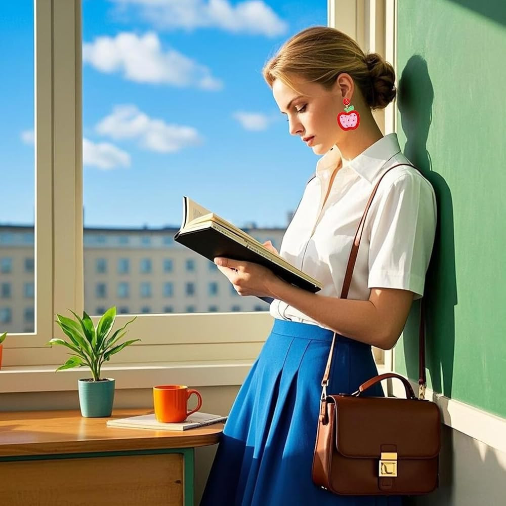 2/3 Pairs Pencil Earrings - Rhinestone Beaded Dangle Drop Earrings for Women - Colorful Teacher A... | Amazon (US)