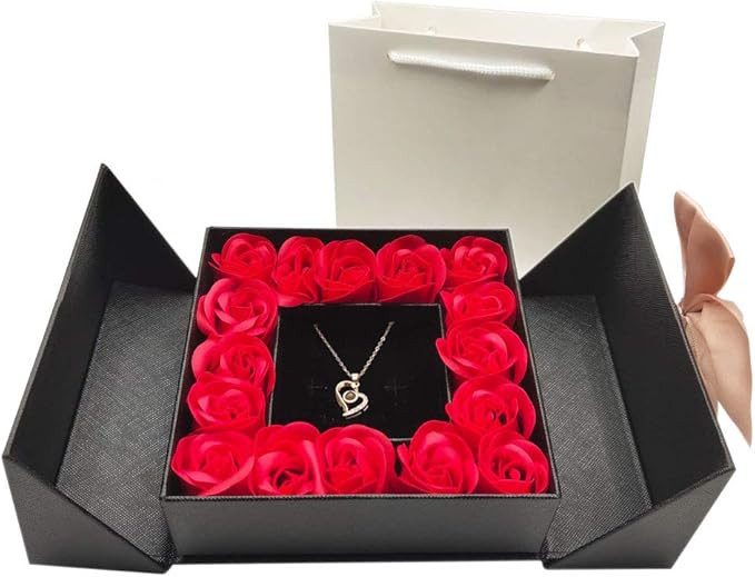 Eternal Real Rose Gift Box with Heart Design Necklace 100 Languages Love You, Forever Flower for ... | Amazon (US)