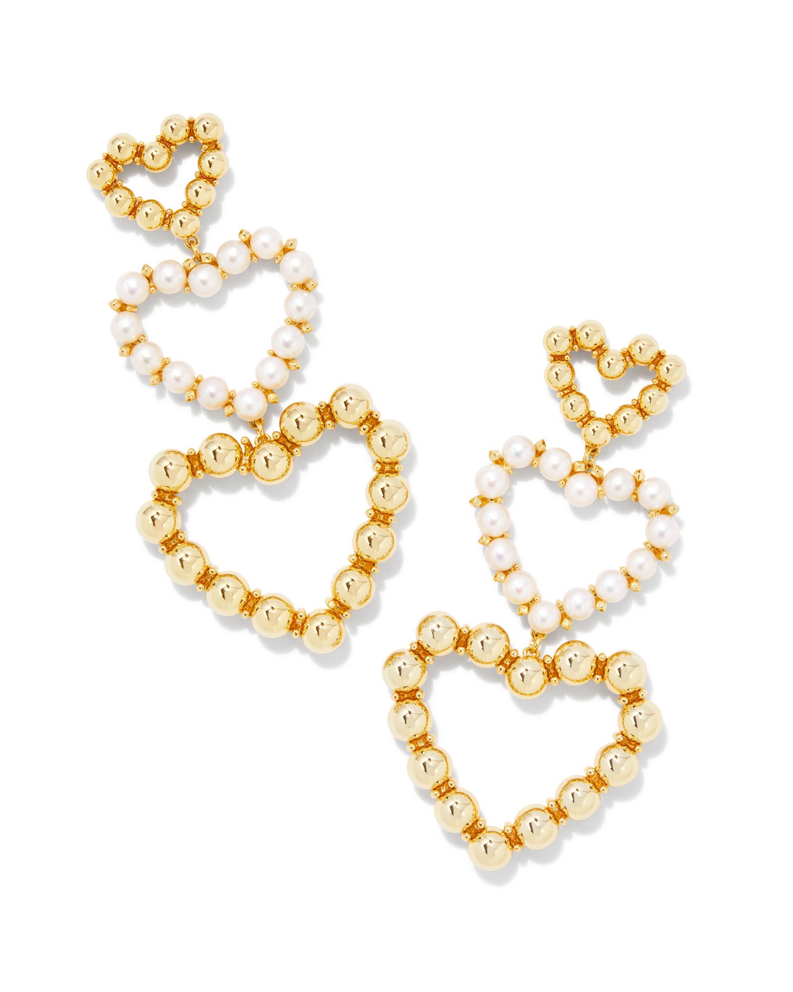 Ashton Gold Pearl Heart Statement Earrings in White Pearl | Kendra Scott