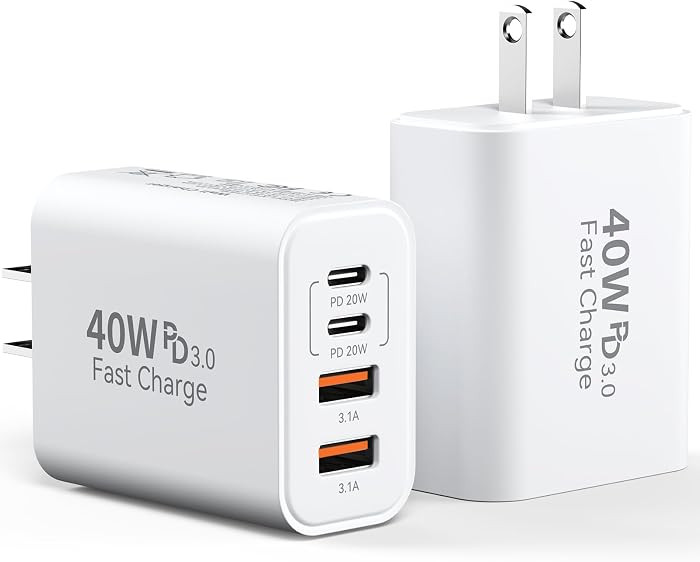USB C Charger Block, Multiple Ports Type C Fast Phone Charging Blocks, 40W 4-Ports Power Cube USB... | Amazon (US)