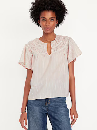 Shirred Flutter-Sleeve Top | Old Navy | Old Navy (US)