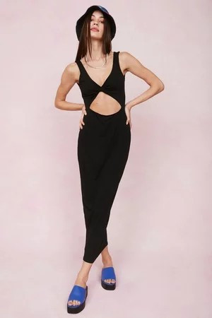 Ribbed Cut Out Twist Front Midi Dress | Nasty Gal (US)