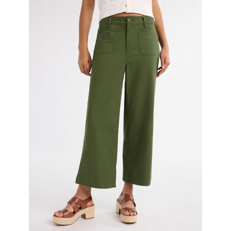 Free Assembly Women's and Women's Plus High Rise Cropped Wide Leg Pants, 26” Inseam, Sizes XS- ... | Walmart (US)