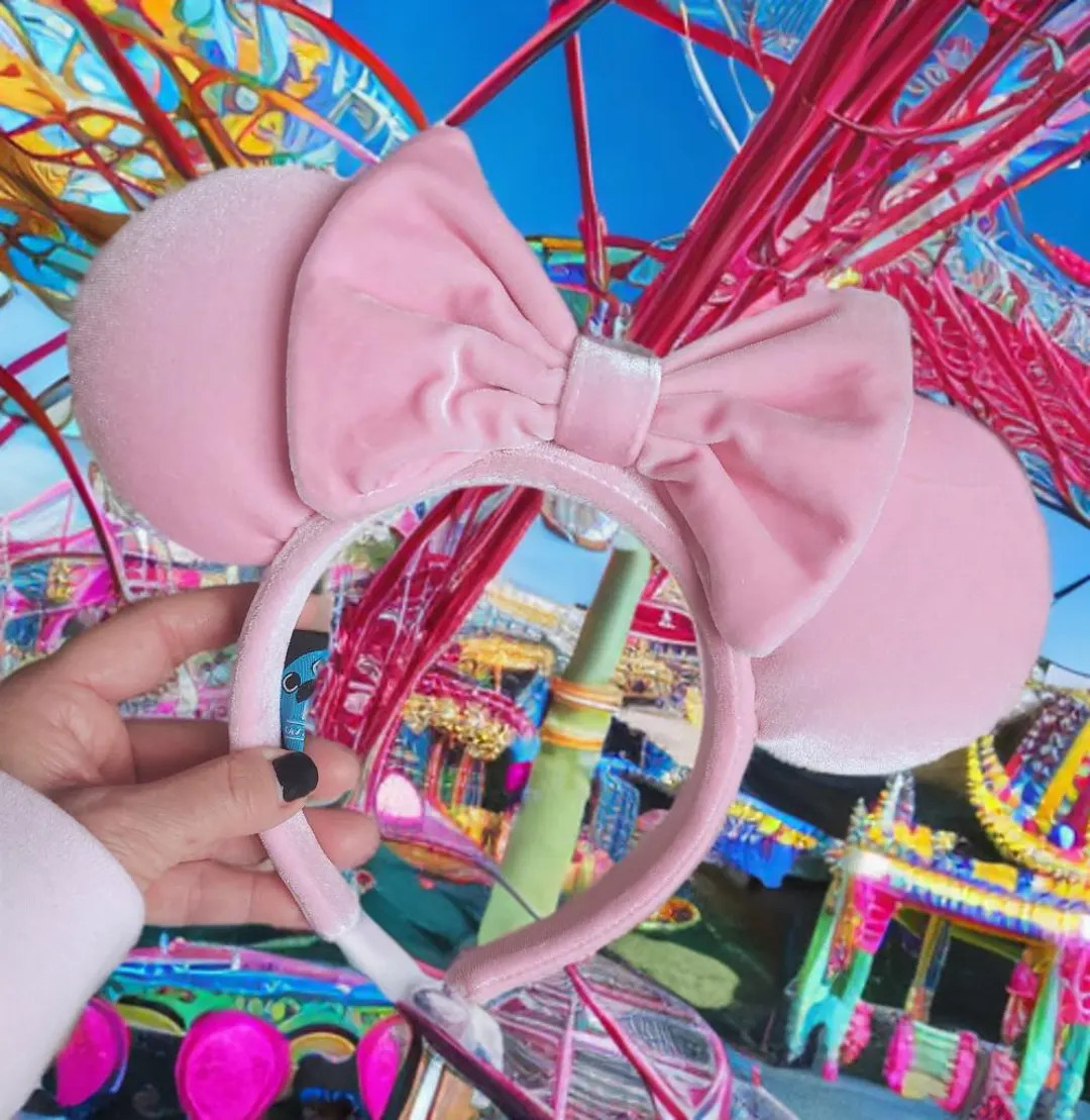 Pink Minky Velvet Mouse Ears ~ Headband ~ Minnie Ears ~ Bow | Etsy (US)
