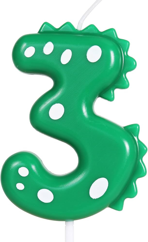 3rd Birthday Candles, Number 3 Candle, Dinosaur Party Decorations for Birthday, Green Happy Birth... | Amazon (US)